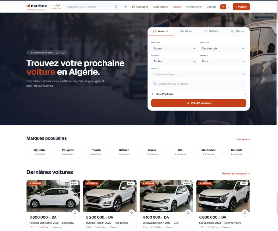 Aperçu du projet elmarkez.com
